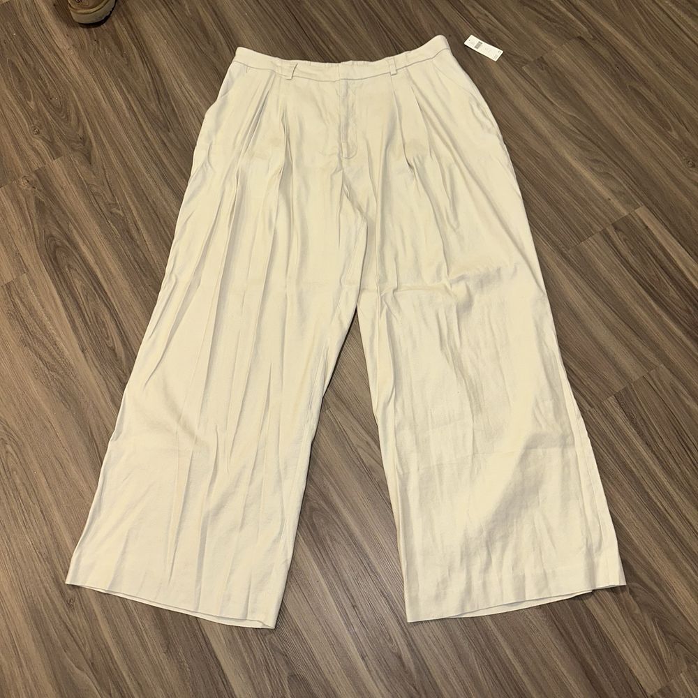 Maeve Anthropologie Pleated Wide Leg Pants Linen Blend‎ Size 1X